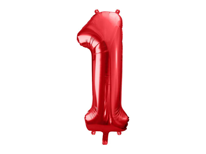Foil Balloon Number ''1'', 86cm, red Partydeco