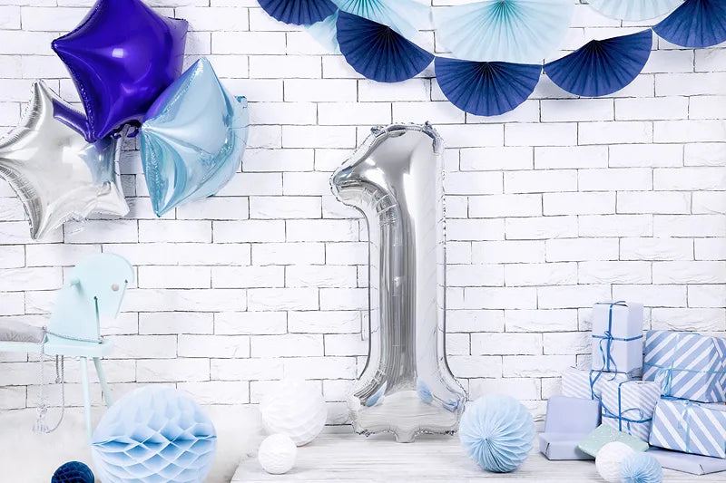 Foil Balloon Number ''1'', 86cm, silver Partydeco