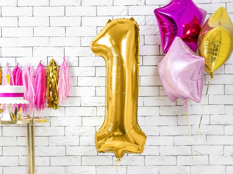 Foil Balloon Number ''1'', 86cm, gold Partydeco
