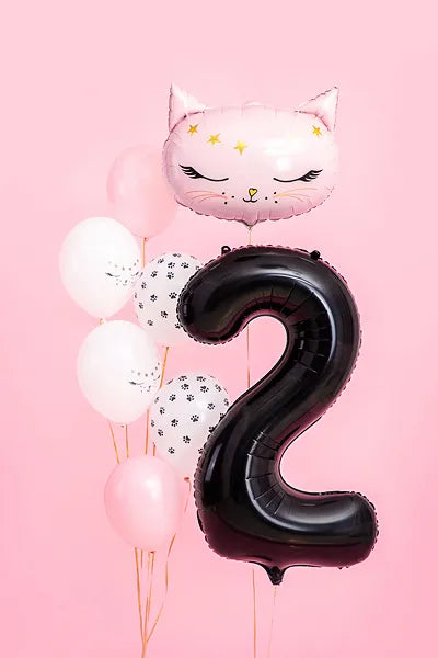Foil Balloon Number ''2'', 86cm, black Partydeco