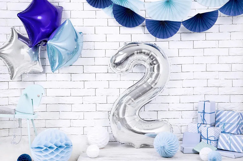 Foil Balloon Number ''2'', 86cm, silver Partydeco