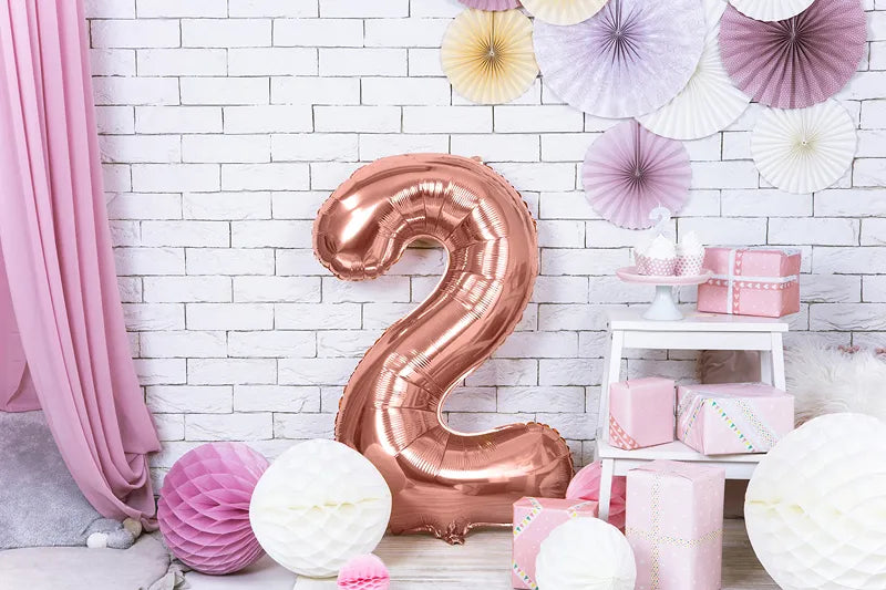 Foil Balloon Number ''2'', 86cm, rose gold Partydeco