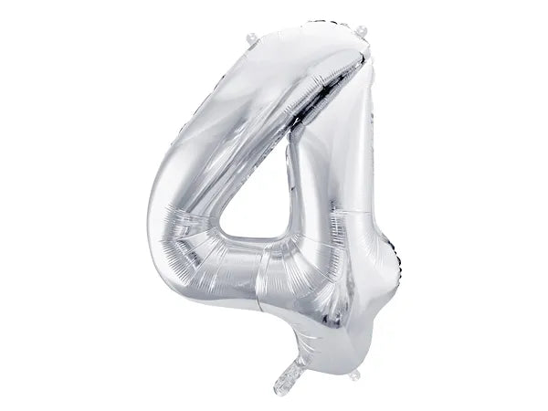 Globo de aluminio número 4, 86 cm, plata