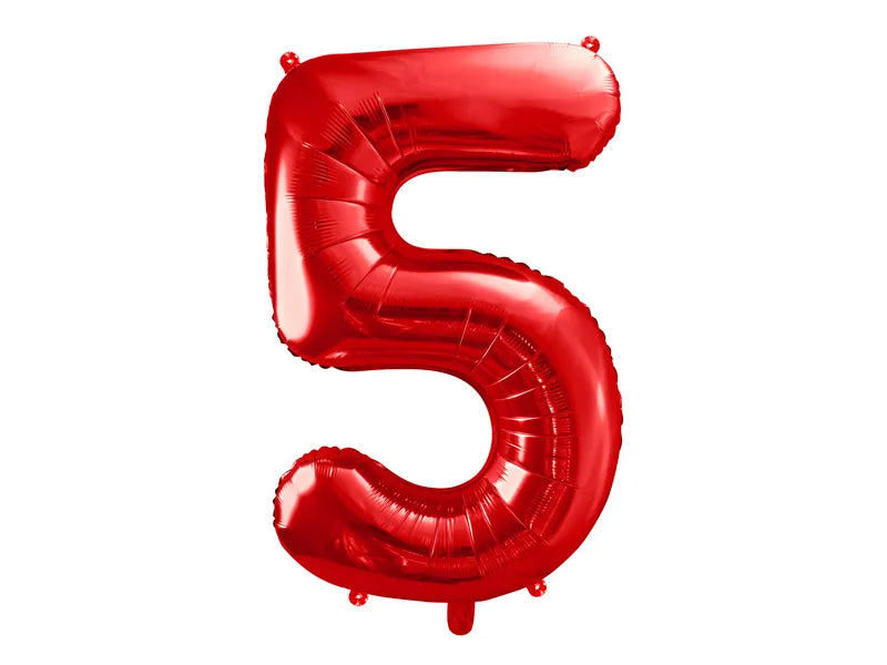 Foil Balloon Number ''5'', 86cm, red Partydeco
