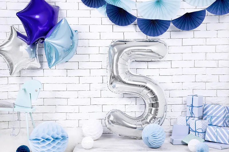 Foil Balloon Number ''5'', 86cm, silver Partydeco