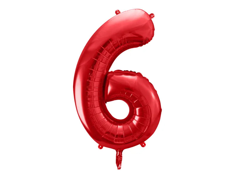 Foil Balloon Number ''6'', 86cm, red Partydeco