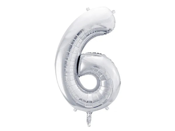 Globo de aluminio número 6, 86 cm, plata
