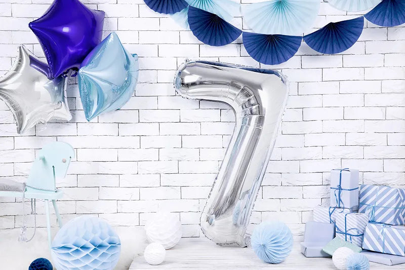 Foil Balloon Number ''7'', 86cm, silver Partydeco