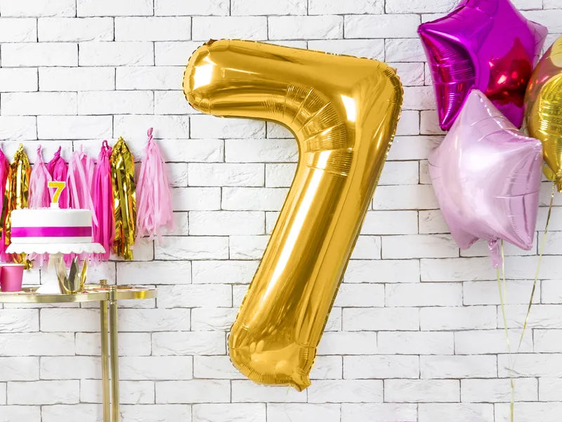 Foil Balloon Number ''7'', 86cm, gold Partydeco