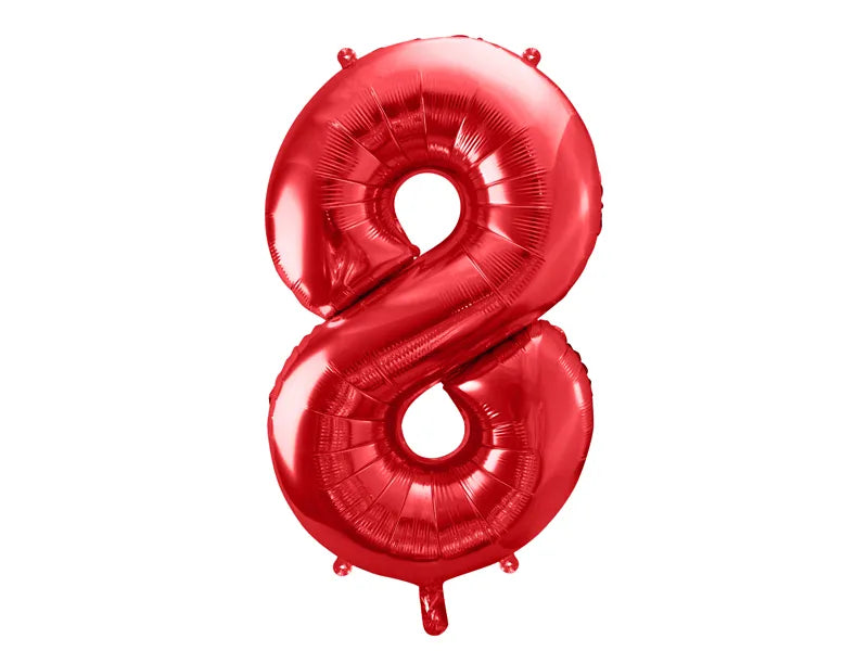 Foil Balloon Number ''8'', 86cm, red Partydeco