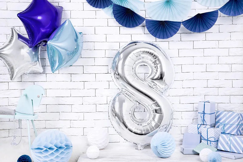 Foil Balloon Number ''8'', 86cm, silver Partydeco