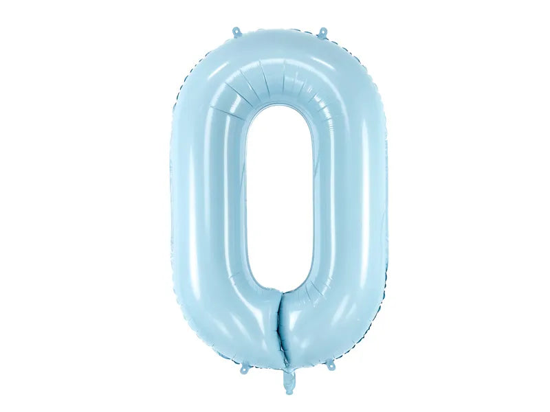 Foil Balloon Number ''0'', 86cm, light blue Partydeco