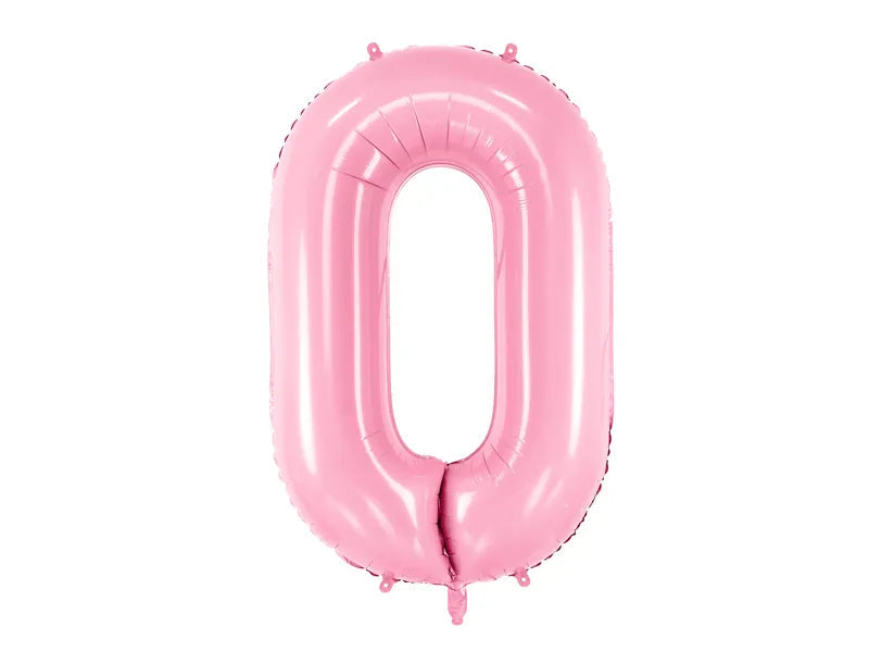 Foil Balloon Number ''0'', 86cm, pink Partydeco