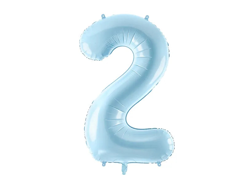Foil Balloon Number ''2'', 86cm, light blue Partydeco