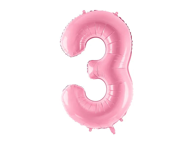 Foil Balloon Number ''3'', 86cm, pink Partydeco