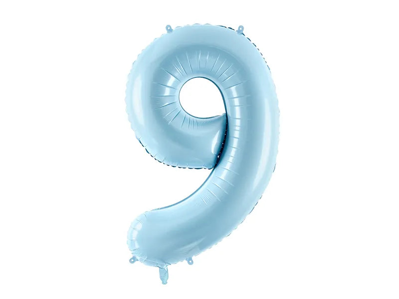 Foil Balloon Number ''9'', 86cm, light blue Partydeco