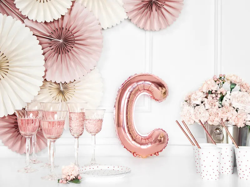 Foil Balloon Letter ''C'', 35cm, rose gold Partydeco