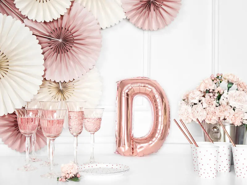 Foil Balloon Letter ''D'', 35cm, rose gold