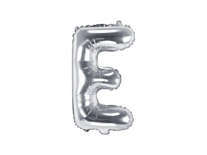 Globo de aluminio con la letra "E", 35 cm, color plata