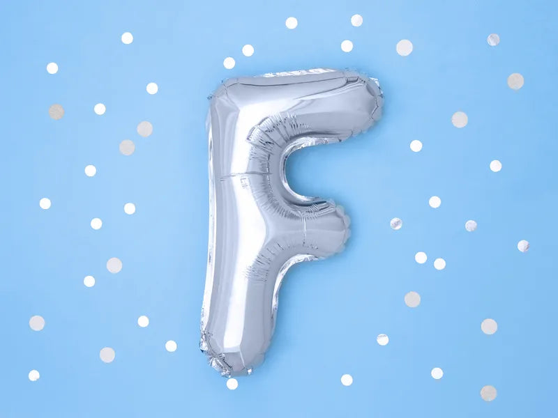 Foil Balloon Letter ''F'', 35cm, silver
