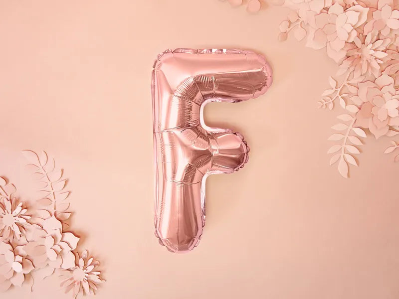 Foil Balloon Letter ''F'', 35cm, rose gold Partydeco