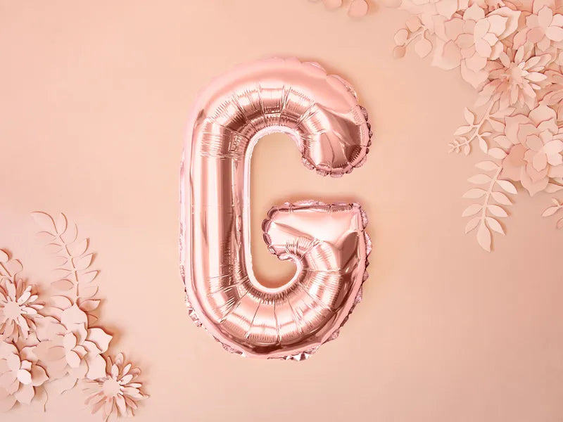 Foil Balloon Letter ''G'', 35cm, rose gold Partydeco