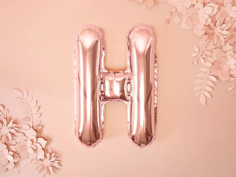 Foil Balloon Letter ''H'', 35cm, rose gold Partydeco