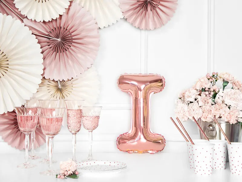 Balão Foil Letra ''I'', 35cm, ouro rosa