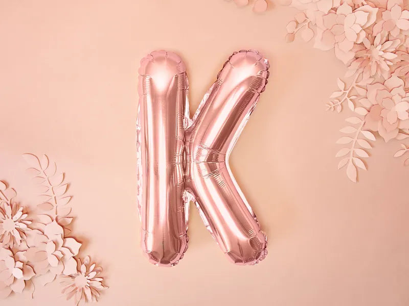 Foil Balloon Letter ''K'', 35cm, rose gold Partydeco