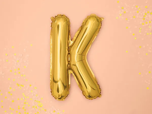 Foil Balloon Letter ''K'', 35cm, gold Partydeco