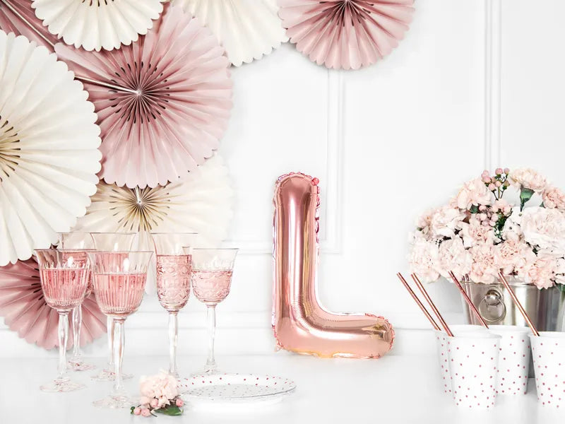 Foil Balloon Letter ''L'', 35cm, rose gold Partydeco