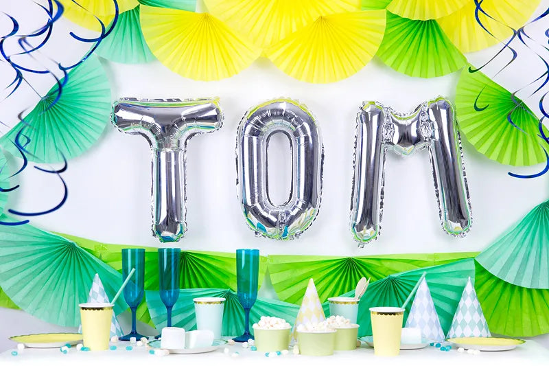 Foil Balloon Letter ''T'', 35cm, silver Partydeco