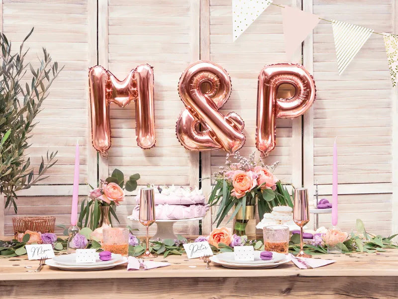 Foil Balloon Letter ''M'', 35cm, rose gold Partydeco