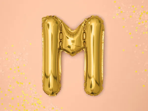 Globo de aluminio con la letra "M", 35 cm, dorado