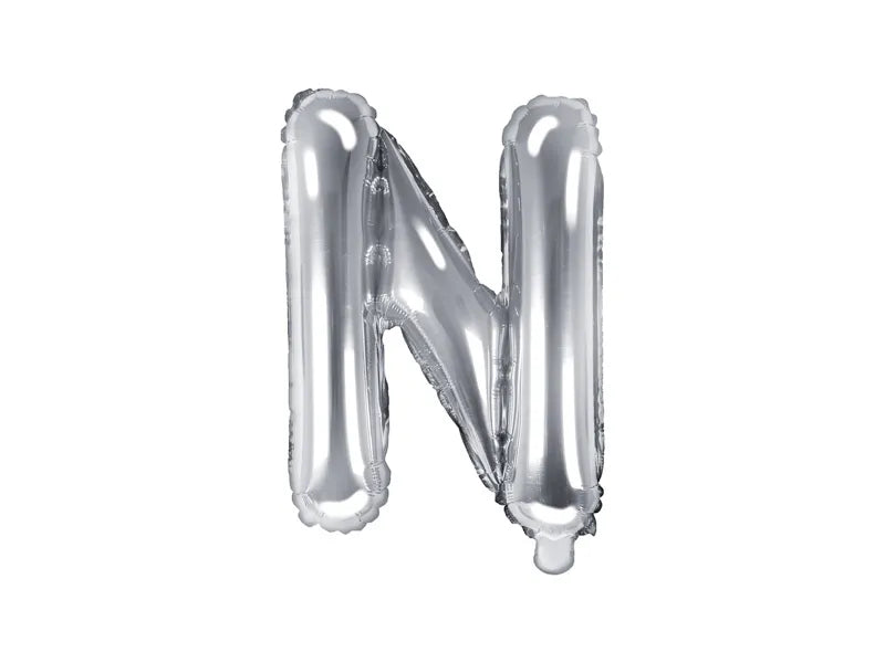 Foil Balloon Letter ''N'', 35cm, silver