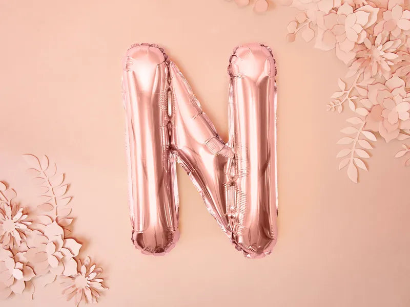 Foil Balloon Letter ''N'', 35cm, rose gold Partydeco