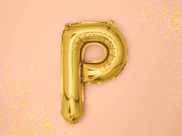 Foil Balloon Letter ''P'', 35cm, gold