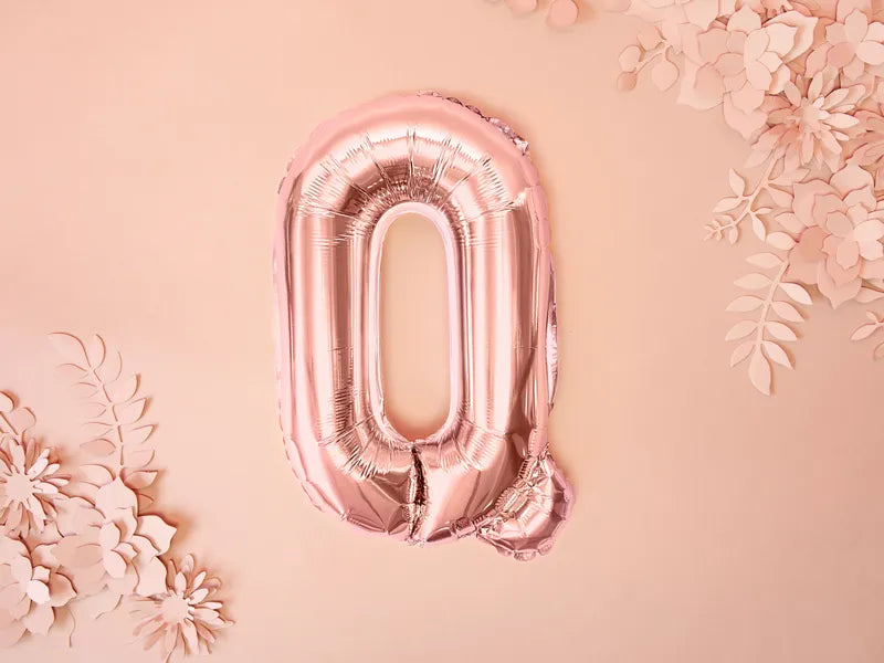 Foil Balloon Letter ''Q'', 35cm, rose gold Partydeco