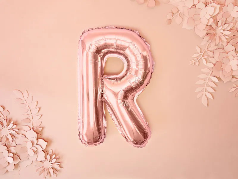 Foil Balloon Letter ''R'', 35cm, rose gold Partydeco