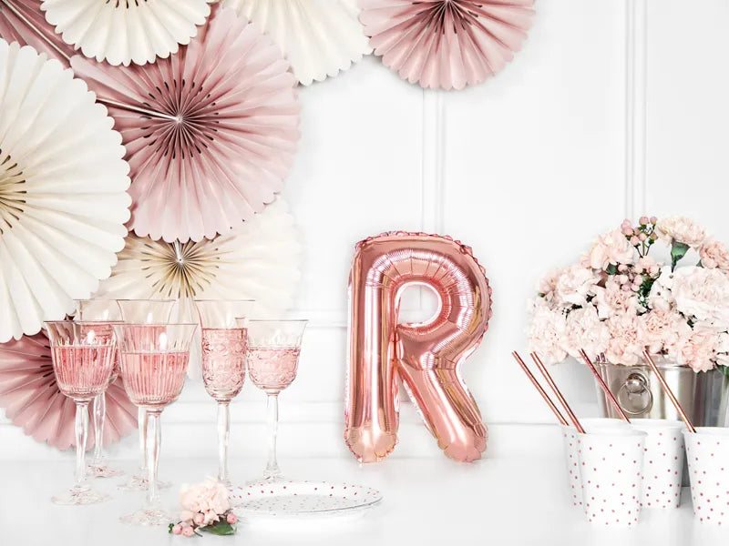 Foil Balloon Letter ''R'', 35cm, rose gold Partydeco