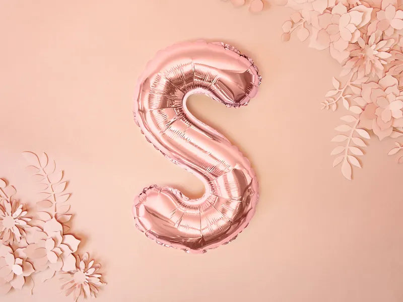 Foil Balloon Letter ''S'', 35cm, rose gold Partydeco