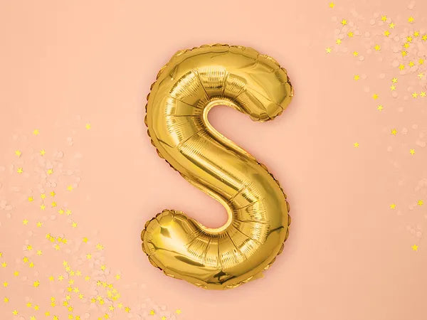 Foil Balloon Letter ''S'', 35cm, gold Partydeco