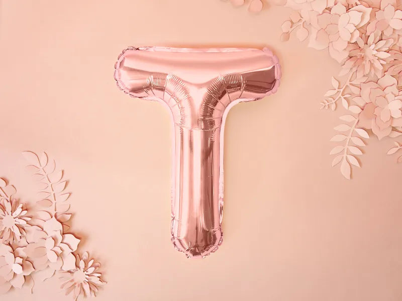 Foil Balloon Letter ''T'', 35cm, rose gold