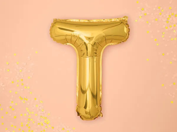 Globo de aluminio con la letra "T", 35 cm, dorado