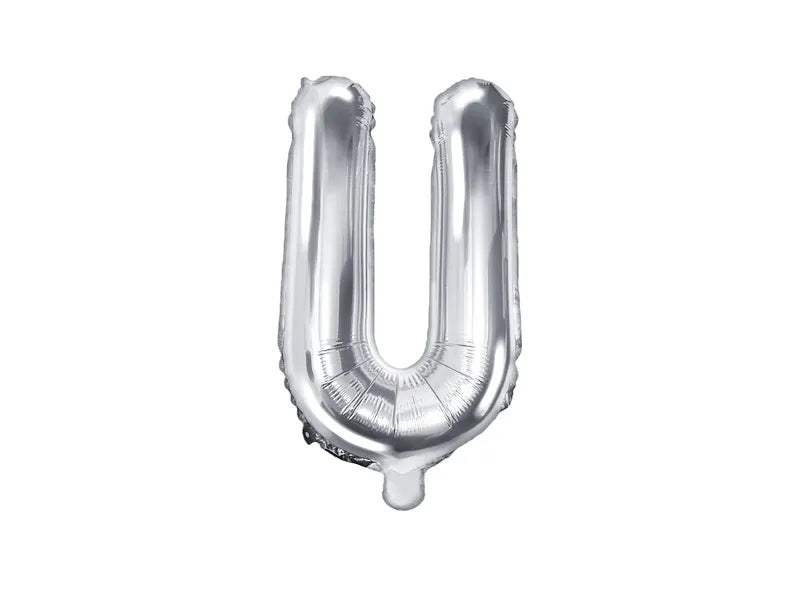 Balão Foil Letra ''U'', 35cm, prata