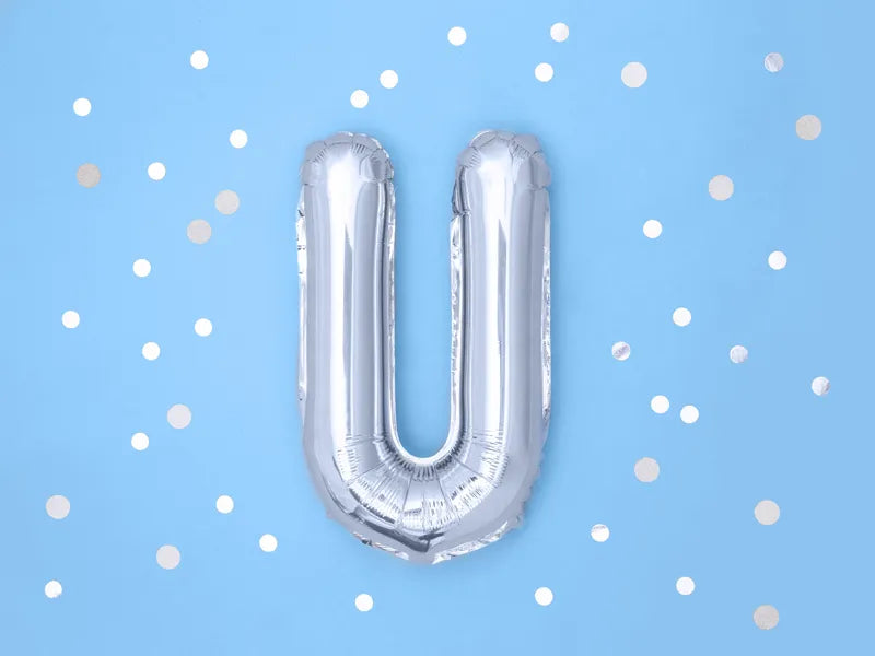Balão Foil Letra ''U'', 35cm, prata