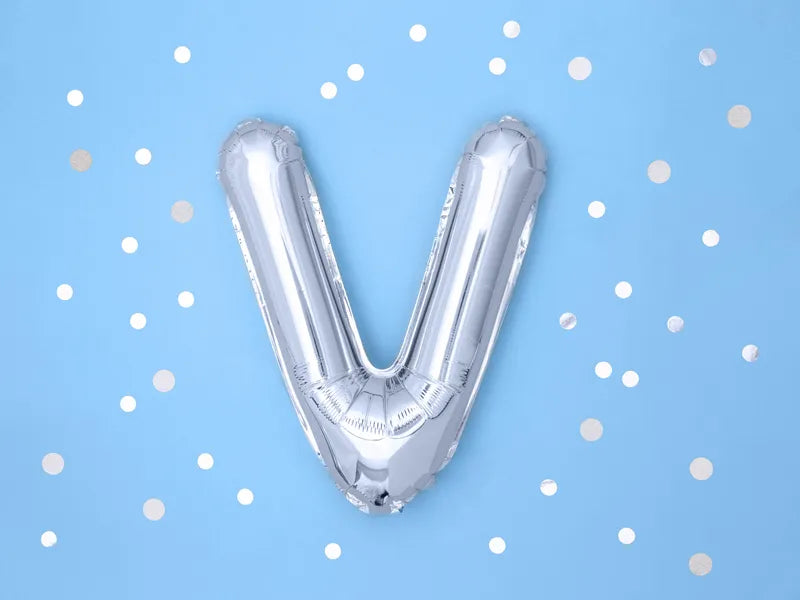 Balão Foil Letra ''V'', 35cm, prata