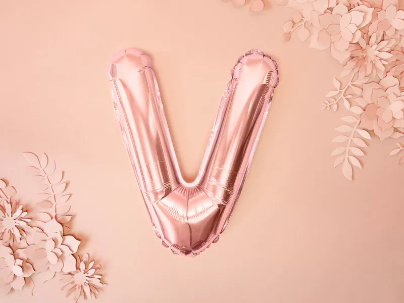 Foil Balloon Letter ''V'', 35cm, rose gold