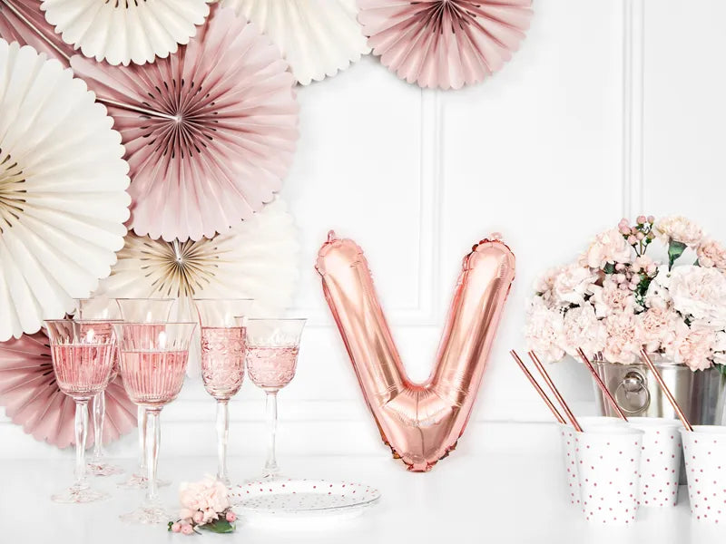 Foil Balloon Letter ''V'', 35cm, rose gold