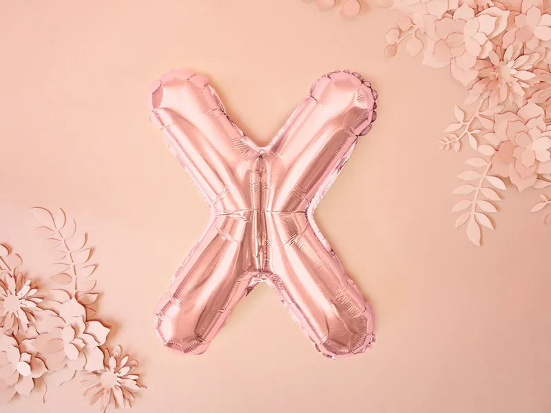 Foil Balloon Letter ''X'', 35cm, rose gold Partydeco